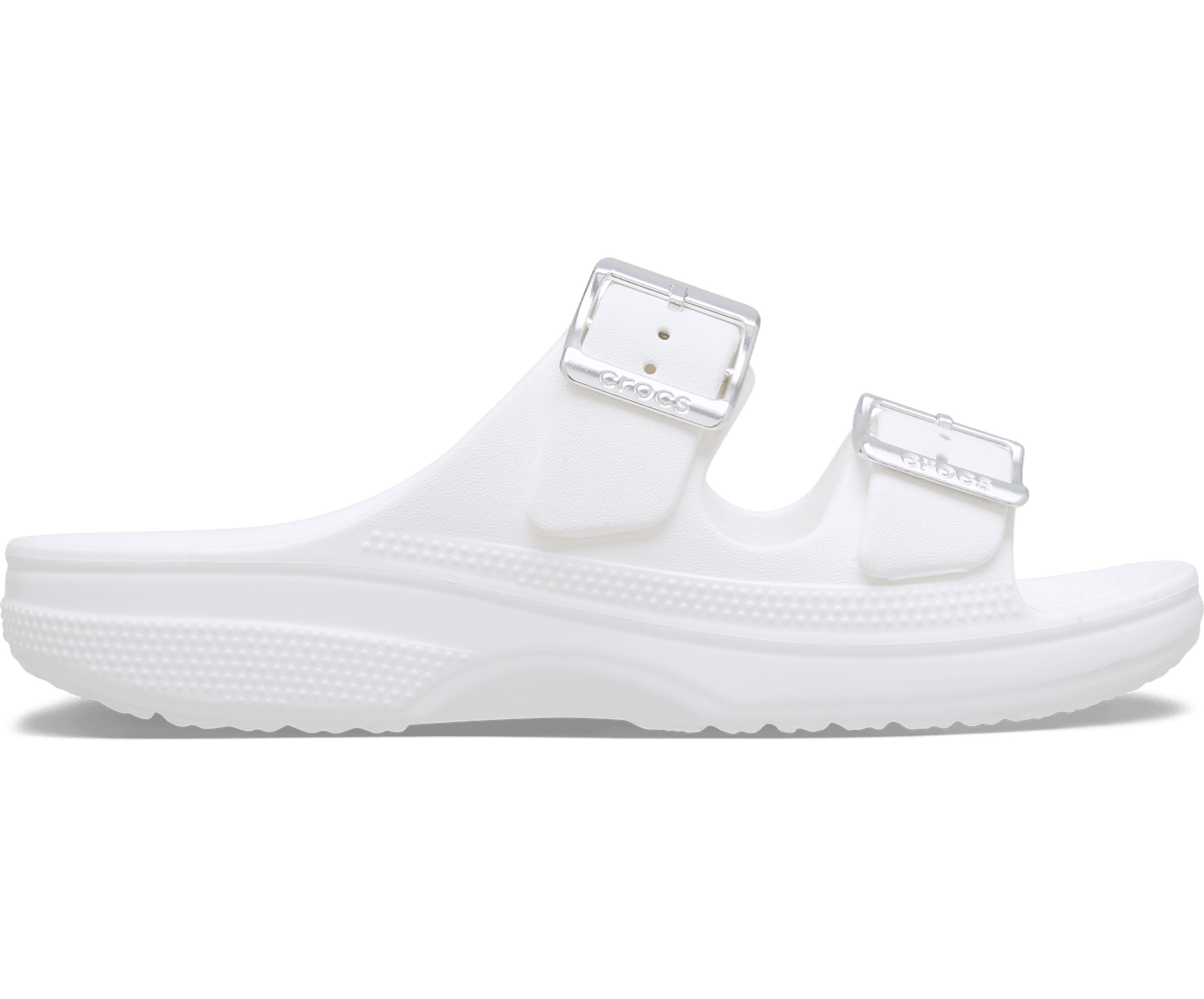 Saturday Metallic Buckle Sandal - White / Silver